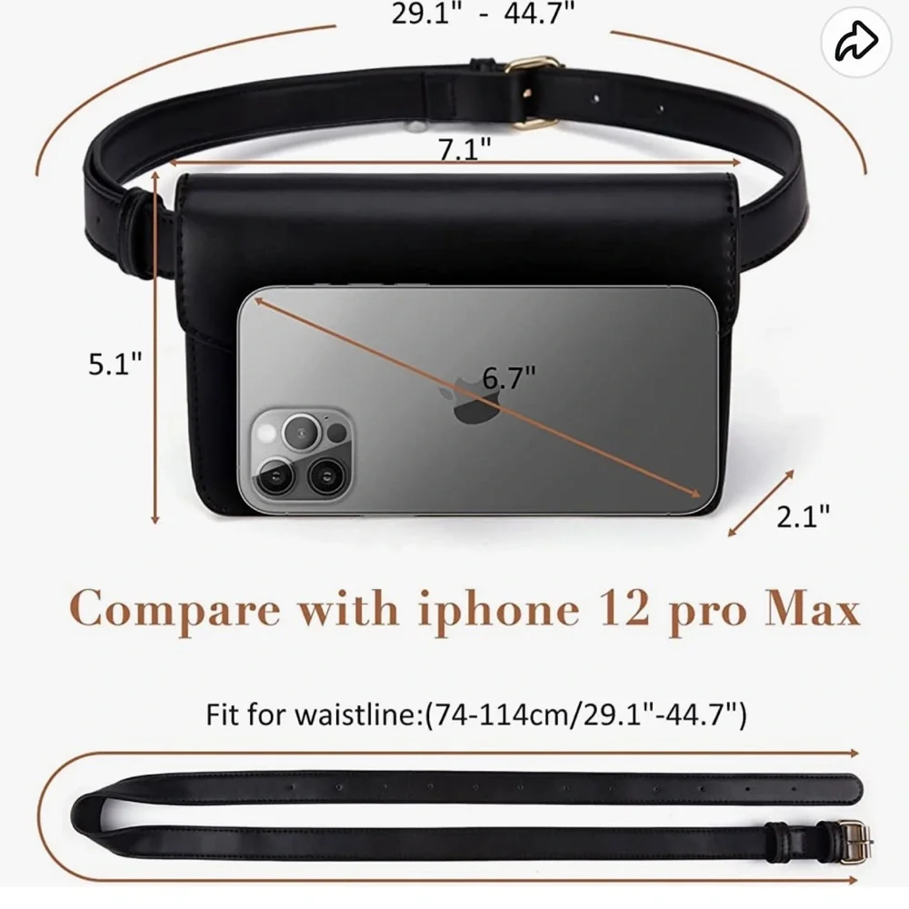 Black crossbody / Fanny pack - Picture 3 of 7